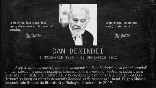 Academicianul Dan Berindei, omagiat la centenarul naşterii sale