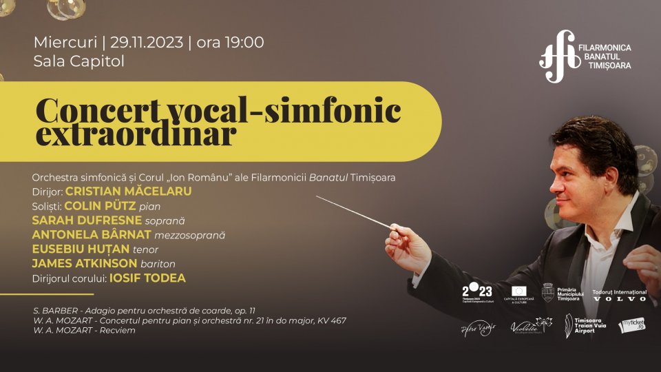 Cristian Măcelaru, la pupitrul dirijoral al Filarmonicii din Timișoara