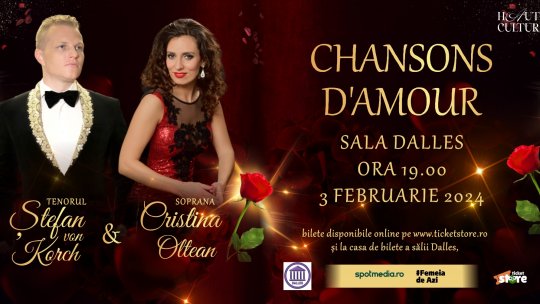 Chansons D’Amour: Concert de arii şi duete de dragoste, în premieră la Sala Dalles