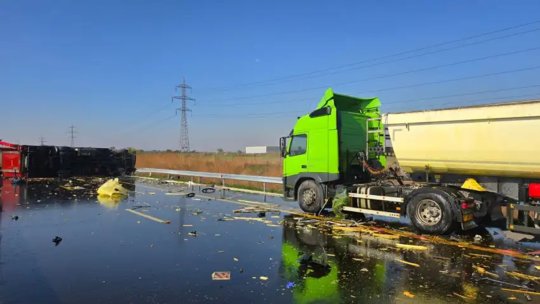 BUCUREȘTI: Trei TIR-uri, implicate într-un accident pe Şoseaua de centură. O persoană a murit