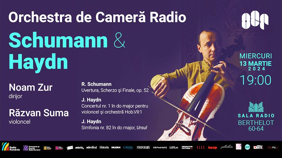 Apreciatul violoncelist Răzvan Suma interpretează Haydn la Sala Radio