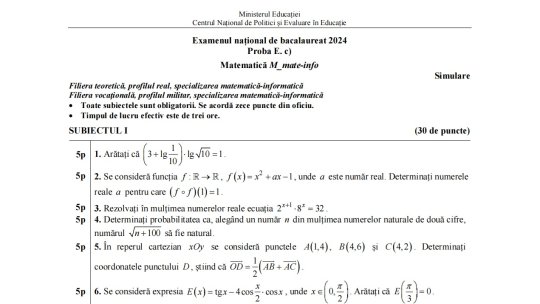 Simulare Bacalaureat 2024: Ce subiecte au primit elevii la proba obligatorie a profilului - Matematică sau Istorie