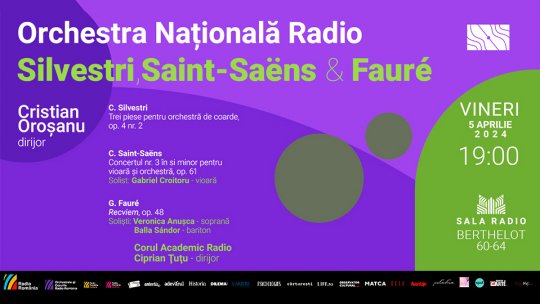 Violonistul Gabriel Croitoru cântă Saint-Saëns la Sala Radio
