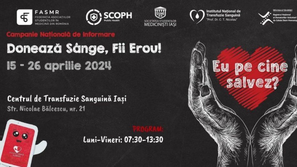 O nouă campanie de informare despre importanța donării de sânge începe la Iași
