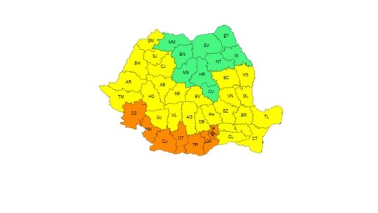 Cod portocaliu de caniculă, vineri, în sudul țării