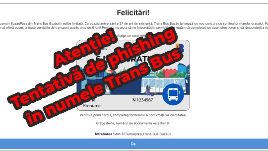 BUZĂU: Site-ul companiei de transport local a fost clonat. Sunt oferite reduceri false