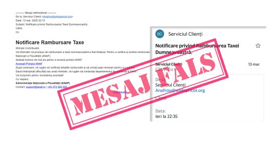 ANAF: Sunt trimise e-mailuri false în numele instituției