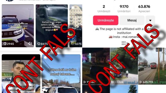 MAI: Conturi false atribuite unor polițiști și instituției, pe TikTok. „Postările sunt concepute pentru a aduce prejudiciu de imagine”