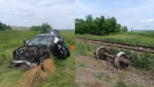BOTOȘANI: O mașină a fost lovită de un tren, în localitatea Măşcăteni