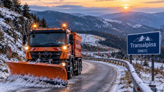 Lapoviță și ninsoare, pe Transalpina: Circulația între Rânca și Obârșia Lotrului rămâne deschisă