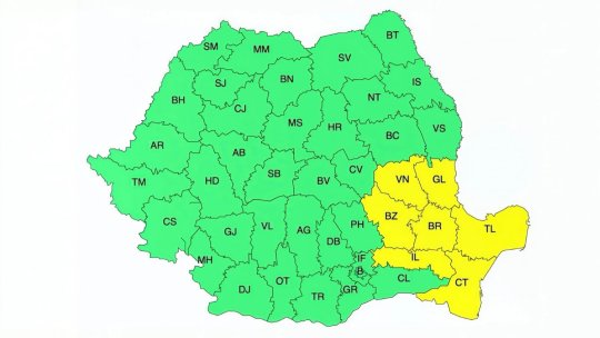 Cod galben de vânt, pentru 7 județe