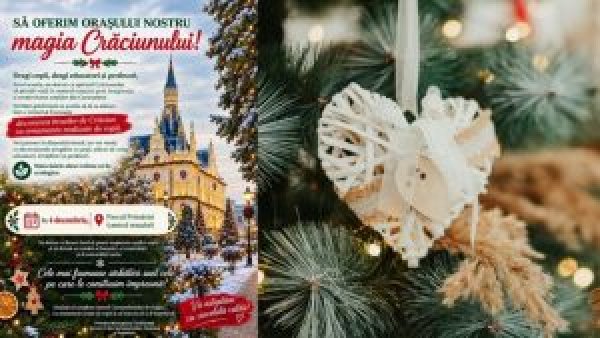 Magia Crăciunului la Caransebeș: copiii sunt invitați să împodobească brazii din centrul orașului cu ornamente ecologice